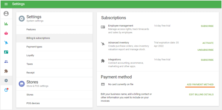 ‘Add payment method’ button