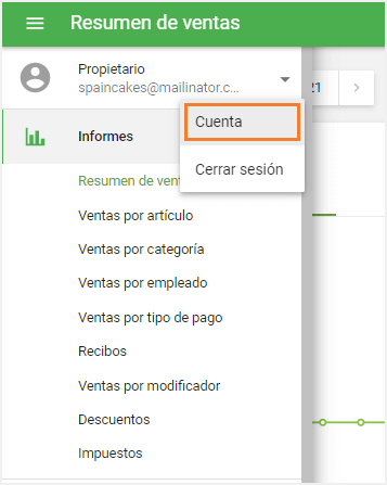 el botón 'Cuenta'