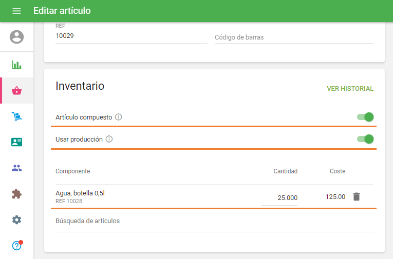 Configuraciones de inventario