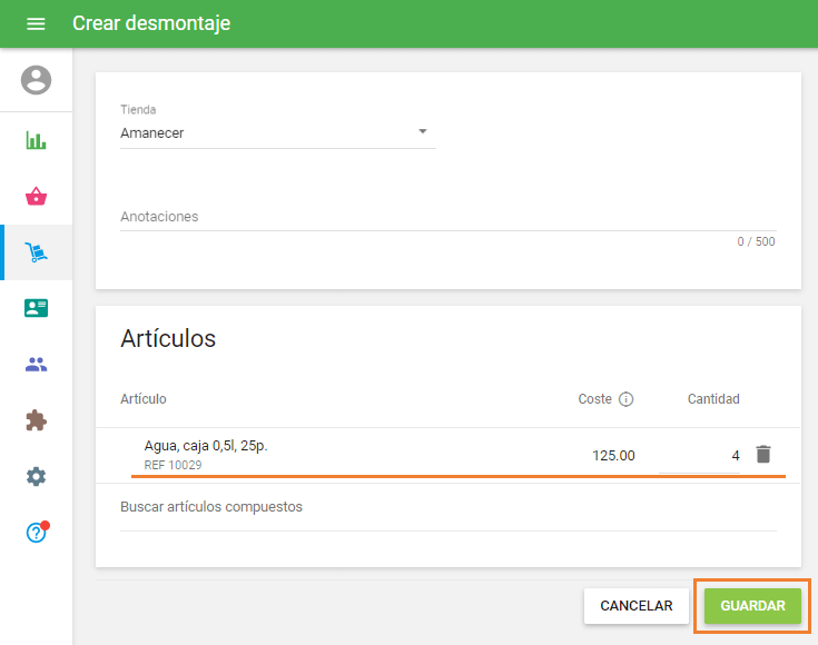 Crear desmontaje