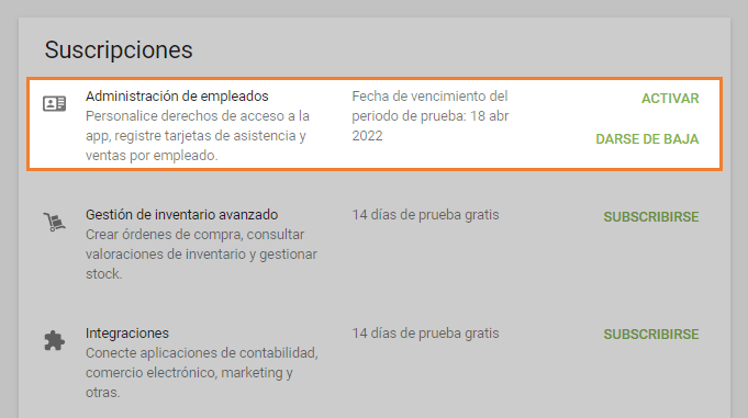 expiración del periodo de prueba