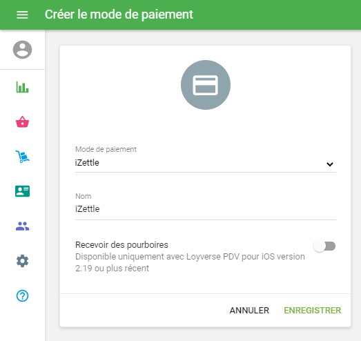 sélectionner 'iZettle'