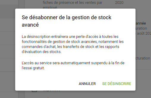 Bouton 'Se désabonner'