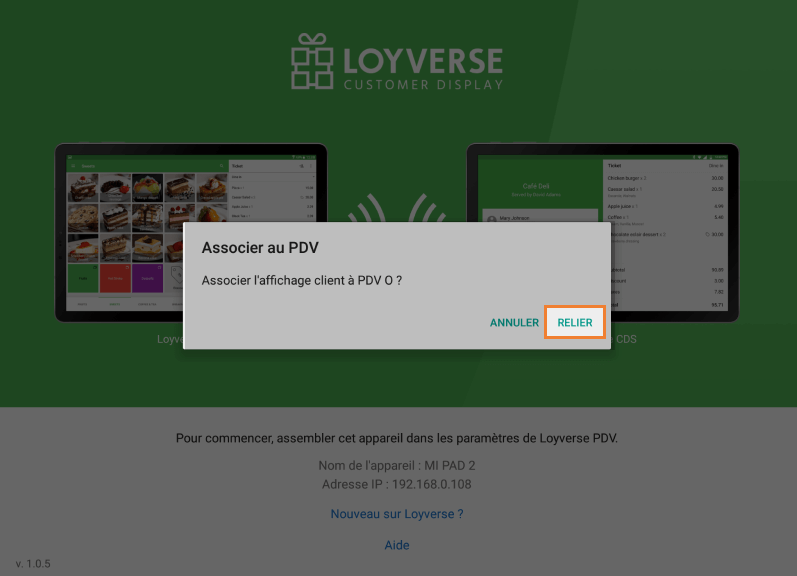 Bouton 'Relier'