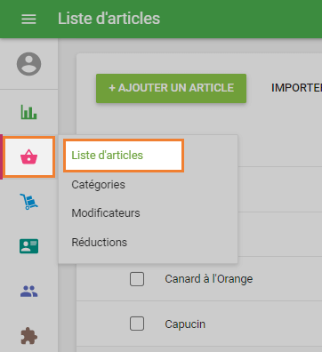 Liste d'articles