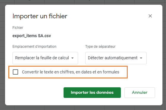 Non convertir le texte en chiffres, en dates et en formules