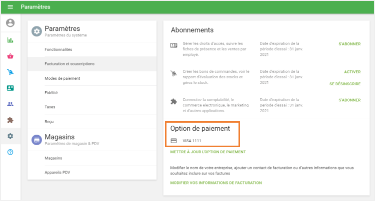 votre carte apparaîtra comme option de paiement
