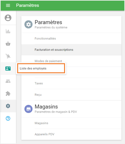 'liste des employés'