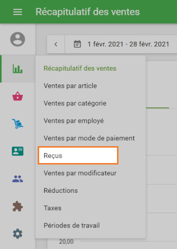 section 'Reçus'