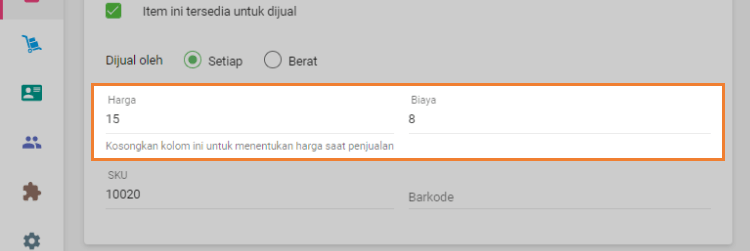 Harga dan Biaya