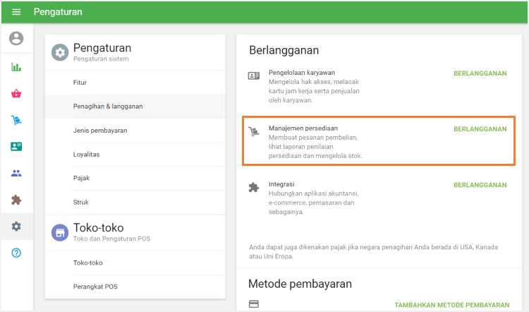 menu pengaturan