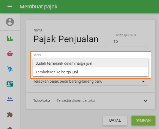 termasuk dalam harga, atau ditambahkan ke harga