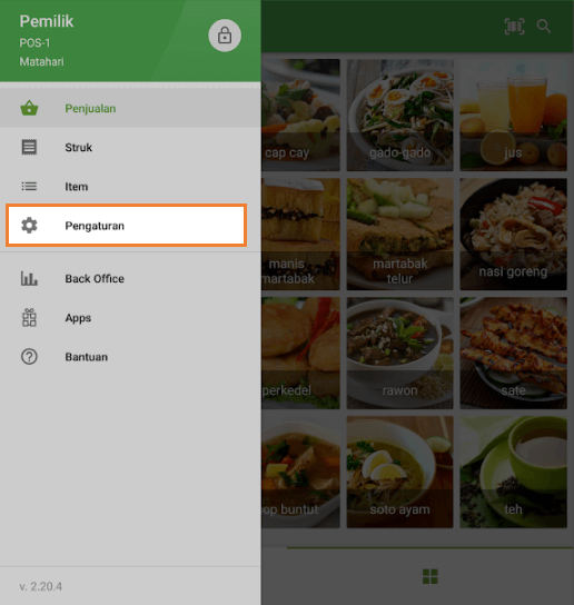 Menu pengaturan