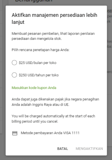 Aktifkan manajemen persediaan lebih lanjut
