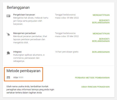 Anda akan muncul sebagai metode pembayaran