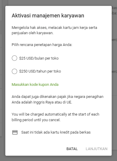 Aktivasi manajemen karyawan