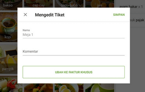 pengeditan tiket