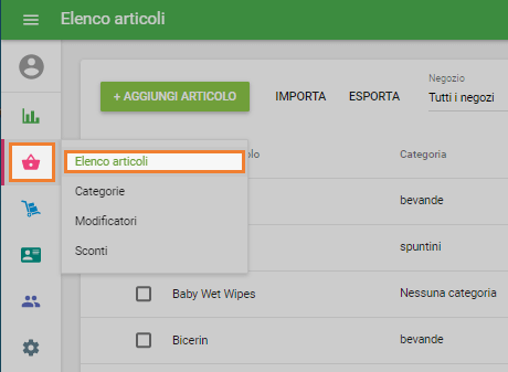Elenco articoli