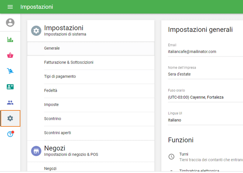 Impostazioni