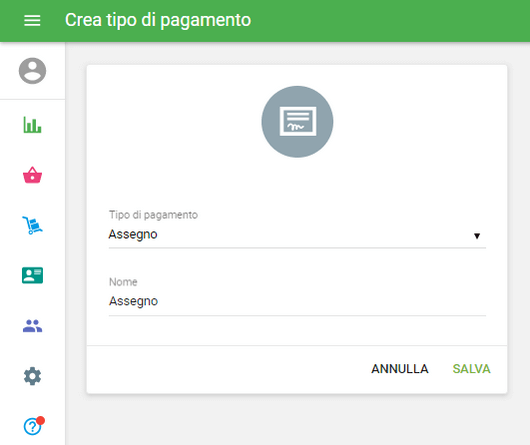 seleziona un tipo di pagamento