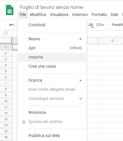  'File' - 'Importa'