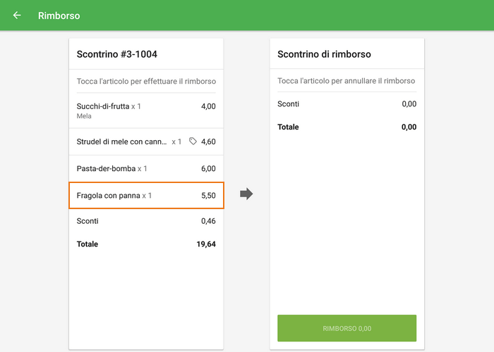 scegli cosa vuoi rimborsare