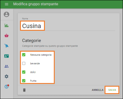 gruppo di stampanti da cucina