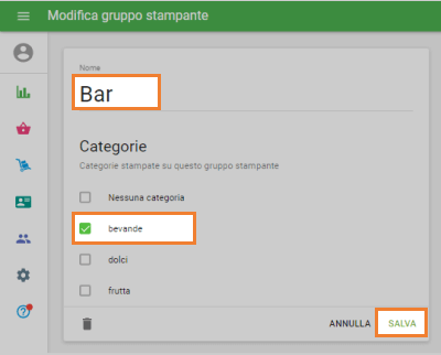 gruppo di stampanti della bar