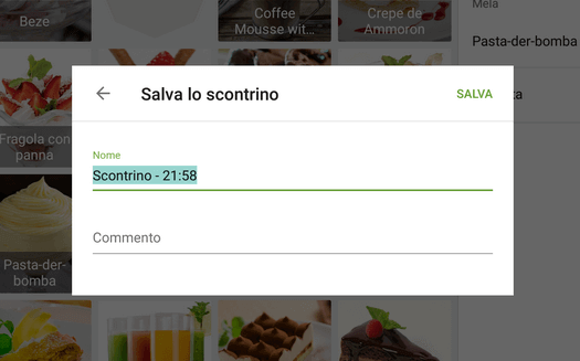 pulsante 'OK' per salvare