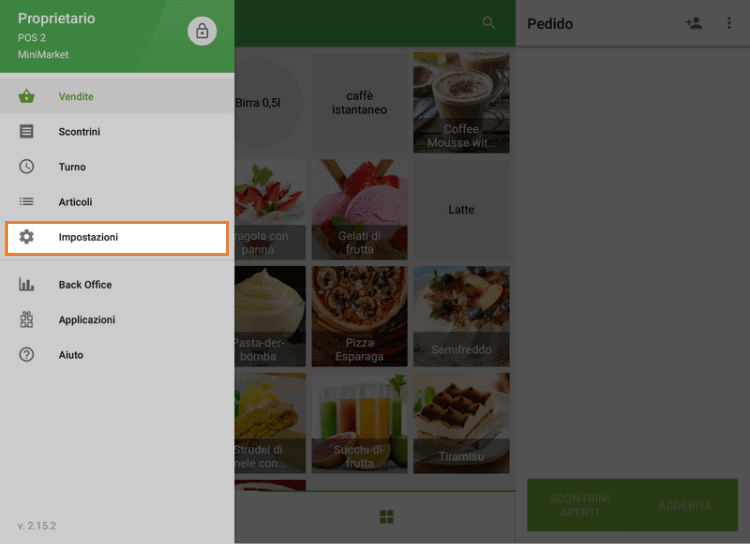 Menu 'Impostazioni'