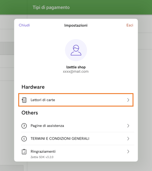 tuo account Zettle