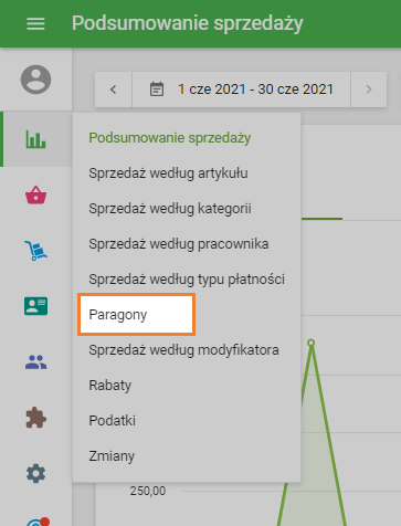 sekcja 'Paragony'