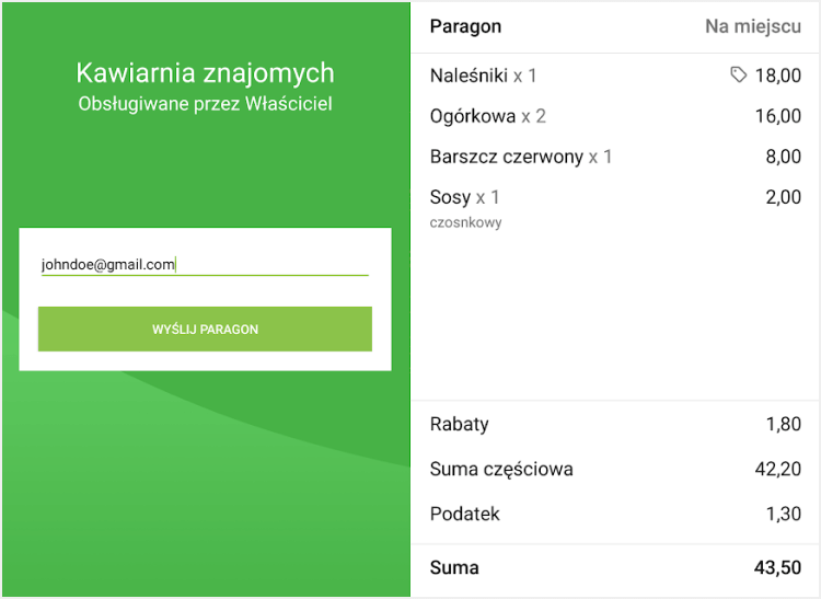 klient może napisać e-mail
