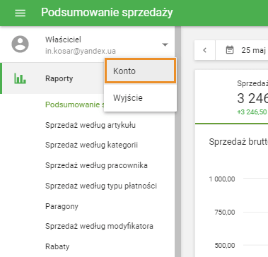 przycisk 'Konto'