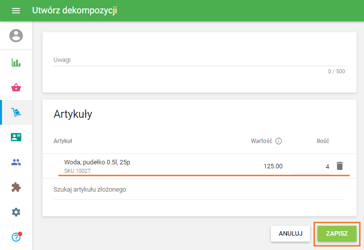 Utwórz demontaż