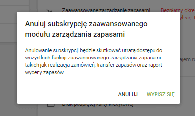 'Wypisz się', aby kontynuować