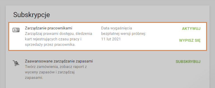 'Aktywuj', 'Wypisz się'