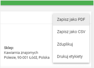 menu 'Więcej'