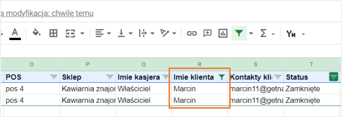 Filtruj lub sortuj sprzedaż