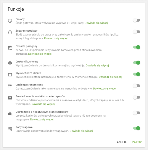sekcja 'Funkcje'