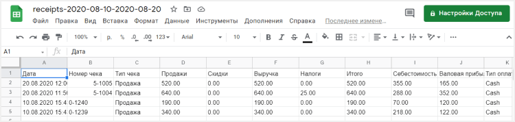 Файл с чеками