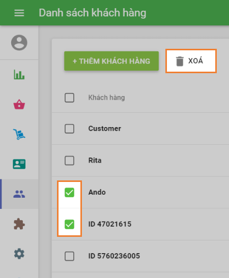 nút 'Xóa'