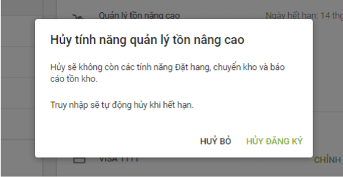 nút 'Hủy đăng ký'