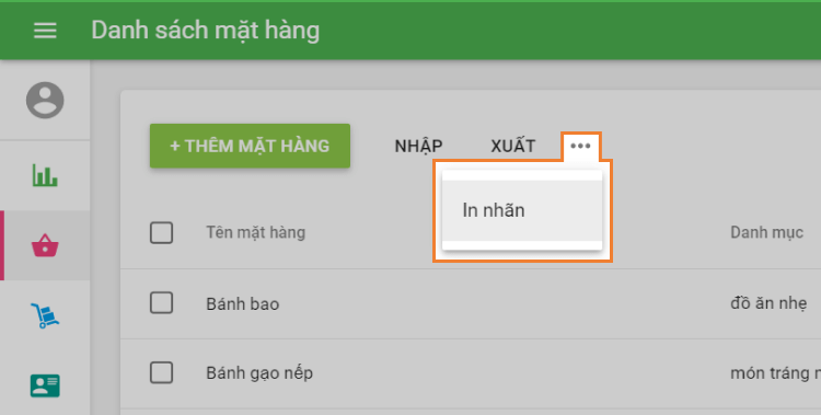 Nút 'In nhãn'
