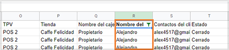 aplicar el filtro a la columna Nombre del cliente