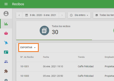 ‘Export’ button