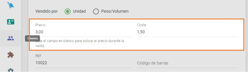 campo 'Precio'