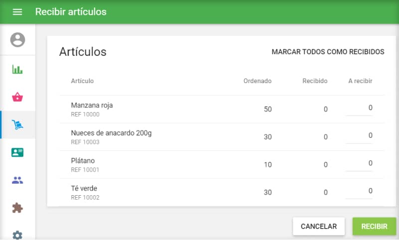 Recibir articulos