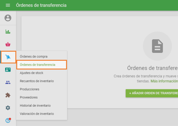 seccion de 'Ordenes de transferencia' 