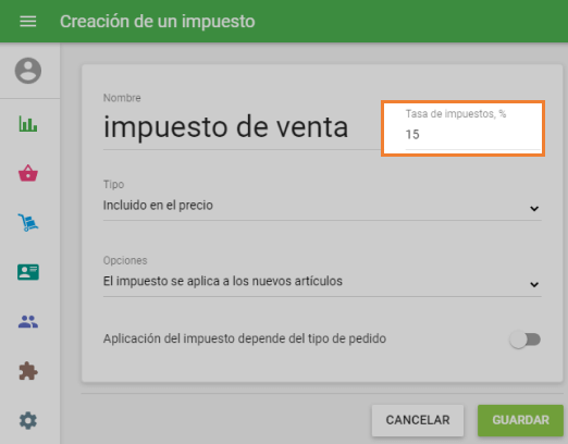 tasa de impuestos